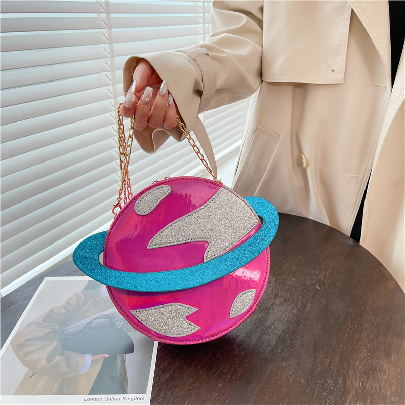 Women'S Young Bags - Lazer dairesel gezegen şekli Pursess ve