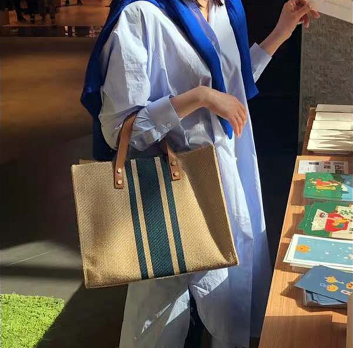 2026 Yeni Çizgili Kanvas Tote  - Women Hand Bags For Office incelemesi ve fiyatı